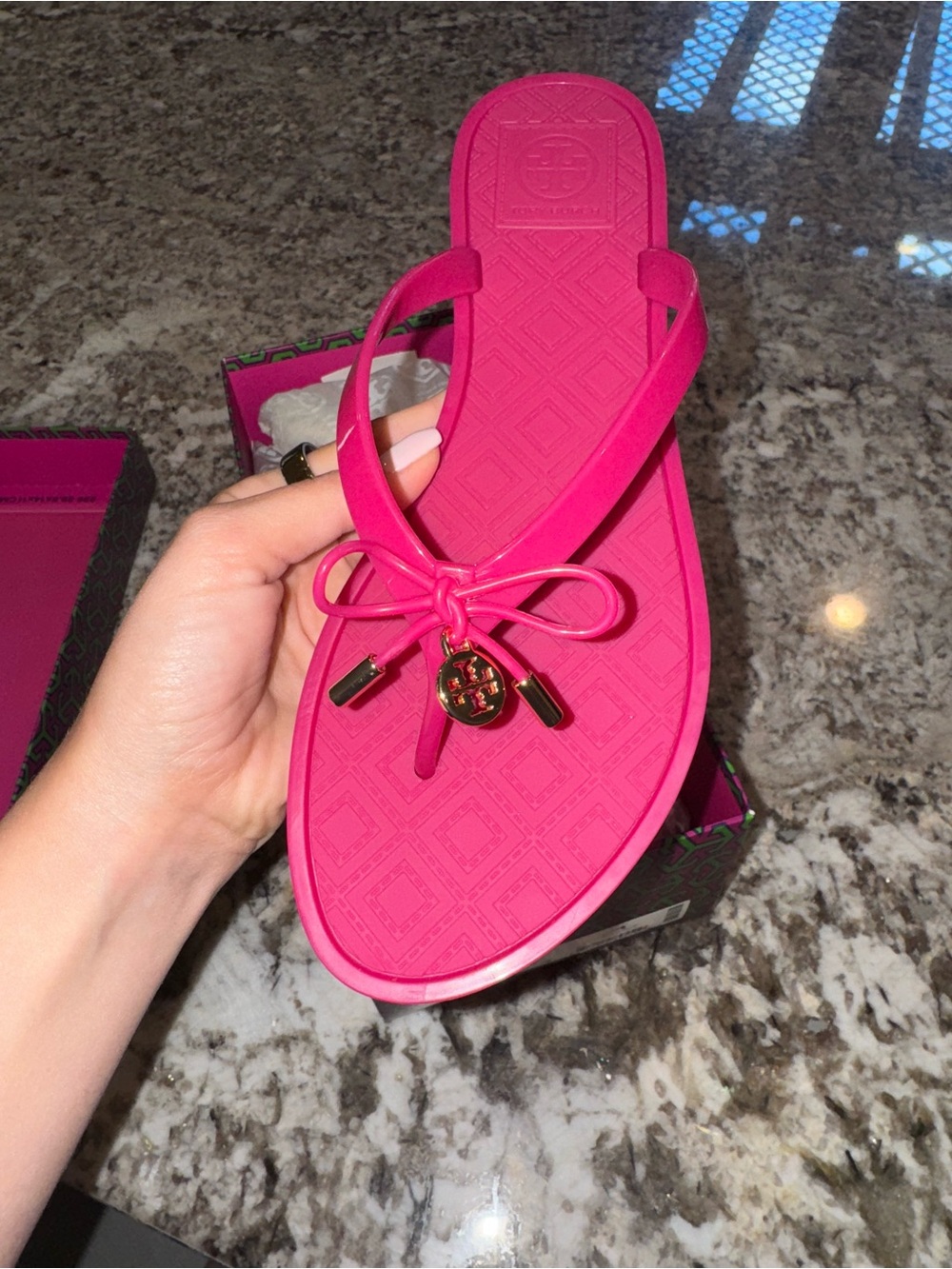 Tory Burch Pink and Green Patterned Shoe Box - Picture 3 of 3